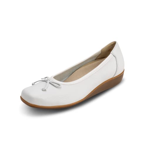 VITAFORM® Ballerinas Damen I Slip Ons Sommer-Schuhe I Brautschuhe flach I 100% Exklusives Hirsch-Leder I Sportlich-Elegant Klassisch I Weite H I Weiß Größe 37 von VITAFORM