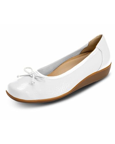 VITAFORM Ballerinas für Damen in Weiß I Größe 40 I Bequeme Sommerschuhe aus weichem Hirschleder I Mit Luftpolsterfußbett, Rutschfester Sohle & Weite H für perfekten Sitz I Echte Handwerkskunst von VITAFORM