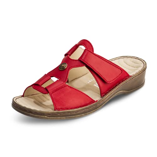 VITAFORM® Damen Pantolette Sandale Echt Nappaleder Mit Reflexzonenfußbett – Spezielle Dämpfung Zur Gelenkschonung (Rot, numeric_40) von VITAFORM