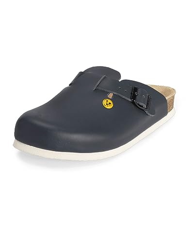 VITAFORM® ESD Clogs Damen und Herren Leder, ableitfähige Arbeitsschuhe für Medizin, Elektrotechnik oder Fabriken, Antistatische Schuhe mit guter Passform, rutschfeste Eva Sohle, Blau 37 von VITAFORM