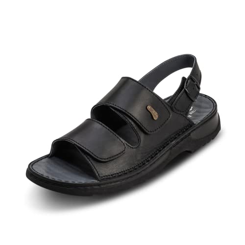 VITAFORM® Herren Pantolette Sandale Handgenäht Echt Softnappaleder Mit Reflexzonenfußbett Weite H (Schwarz, Numeric_46) von VITAFORM