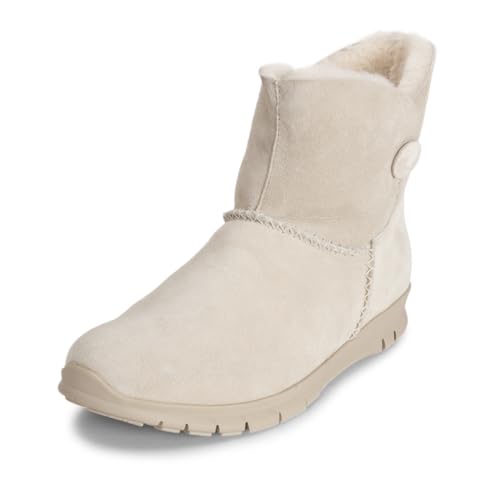 VITAFORM® Lässige Lammfellstiefel | Flauschige und wärmende Stiefelette für Damen aus Veloursleder I Dezent verzierte Winterstiefel I Winterboots in tollen Farben I Offwhite Gr. 39 von VITAFORM