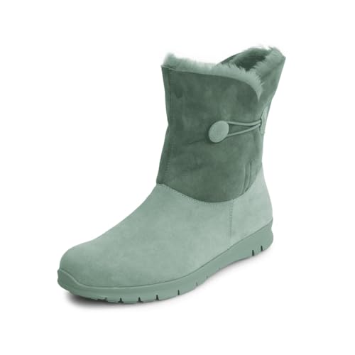 VITAFORM® Lammfellstiefel Veloursleder | Flauschige und wärmende Boots für Damen I Bequem auch für breite Füße I Winterboots in tollen Farben I Mint Gr. 38 von VITAFORM