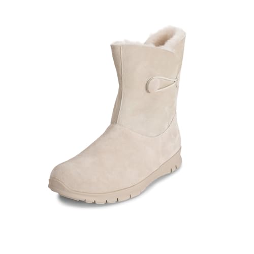 VITAFORM® Lammfellstiefel Veloursleder | Flauschige und wärmende Boots für Damen I Bequem auch für breite Füße I Winterboots in tollen Farben I Offwhite Gr. 42 von VITAFORM