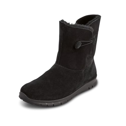 VITAFORM® Lammfellstiefel Veloursleder | Flauschige und wärmende Boots für Damen I Bequem auch für breite Füße I Winterboots in tollen Farben I Schwarz Gr. 37 von VITAFORM