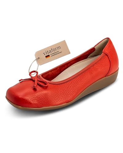 VITAFORM Ballerinas für Damen in Rot I Größe 38 I Bequeme Sommerschuhe aus weichem Hirschleder I Mit Luftpolsterfußbett, Rutschfester Sohle & Weite H für perfekten Sitz I Echte Handwerkskunst VITAFORM Ballerinas für Damen in Rot I Größe 38 I Bequeme Sommerschuhe aus weichem Hirschleder I Mit Luftpolsterfußbett, Rutschfester Sohle & Weite H für perfekten Sitz I Echte Handwerkskunst von VITAFORM