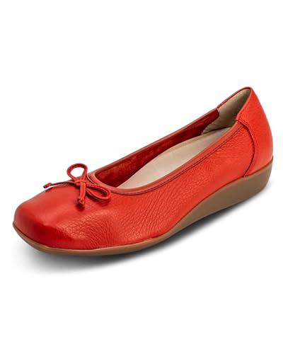 VITAFORM Ballerinas für Damen in Rot I Größe 40 I Bequeme Sommerschuhe aus weichem Hirschleder I Mit Luftpolsterfußbett, Rutschfester Sohle & Weite H für perfekten Sitz I Echte Handwerkskunst von VITAFORM
