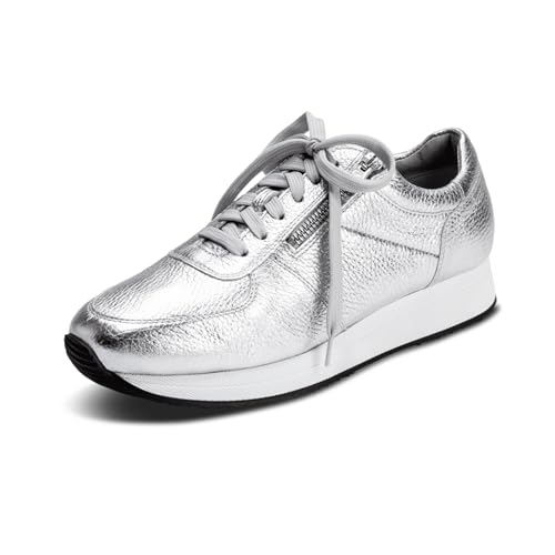 VITAFORM Bequeme Damen Schuhe - Sneaker Damen Leder - Damen Sneaker aus italienischem Hirschleder Silber 38 von VITAFORM