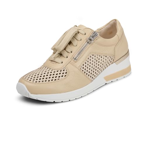 VITAFORM Bequeme Damen Schuhe - Sneaker Damen Leder - Damen Sneaker aus italienischem Hirschleder beige/Taupe 40 von VITAFORM