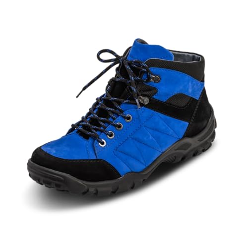 VITAFORM Bequeme Trekking– Stiefelette Nubukleder für Männer – Austauschbares Komfortfußbett mit Luftpolster – Halbhohe Wanderschuhe mit rutschhemmender Sohle– Wasserabweisendes Leder– Blau 43 von VITAFORM