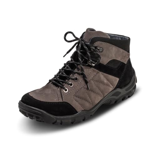 VITAFORM Bequeme Trekking– Stiefelette Nubukleder für Männer – Austauschbares Komfortfußbett mit Luftpolster – halbhohe Wanderschuhe mit rutschhemmender Sohle– Wasserabweisendes Leder– Grau 44 von VITAFORM