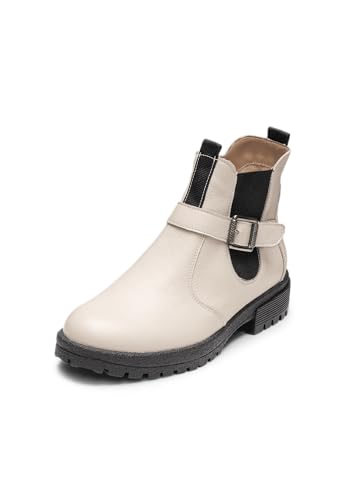VITAFORM Chelsea Boots Damen - Feinstes Nappa-Leder aus Italien - Praktisch mit Reißverschluss - Perfekte Damen Schuhe Herbst beige/taupe 36 von VITAFORM