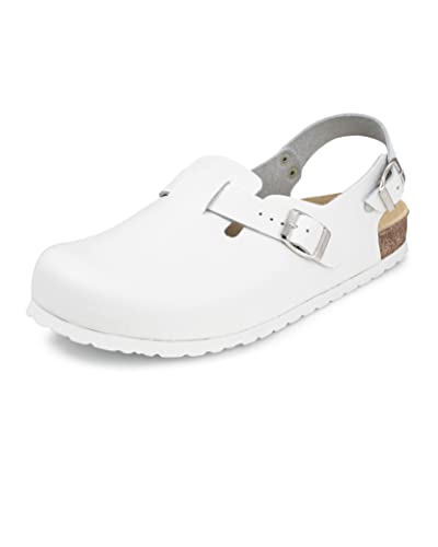 VITAFORM Clogs Damen Weiß - Made in Germany - Krankenhaus Schuhe Damen - Perfekte Pantolette für medizinische Berufe - Sicherer Halt Dank Fesselriemen von VITAFORM