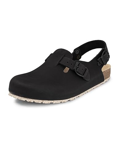 VITAFORM Clogs rutschhemmend Spezialsohle – Arbeitsschuhe Pflege Damen Herren – Arztschuhe ESD Pantolette – Leder Clogs schwarz 40 von VITAFORM