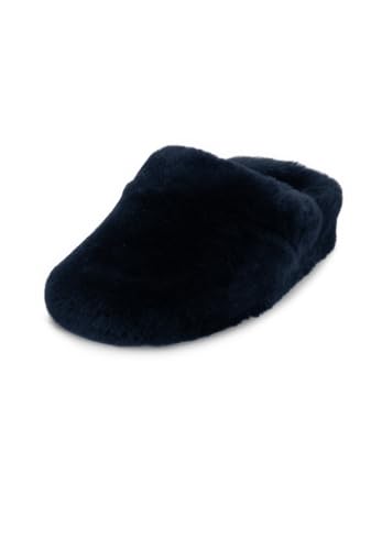 VITAFORM Echte Lammfell Hausschuhe Damen - Warme Hausschuhe Damen - Gefütterte Hausschuhe Damen Winter - Weiches Lammfell Innen und Außen blau 38 von VITAFORM