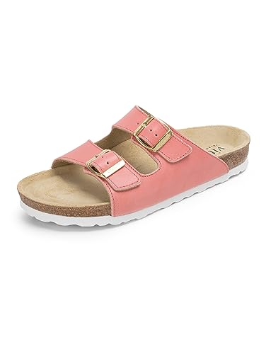 VITAFORM Hautschonend gegerbte Pantolette Damen Rosa - Made in Germany - Sandalen Sommer aus nachhaltig gegerbtem Leder - Auch als Hausschuh geeignet von VITAFORM