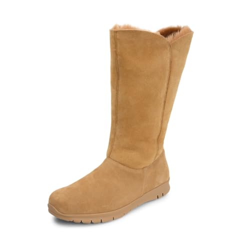 VITAFORM Lammfell Boots Damen – Gefütterte Stiefel für Damen – Rutschhemmend, Leicht und besonders Warm beige/taupe 37 von VITAFORM