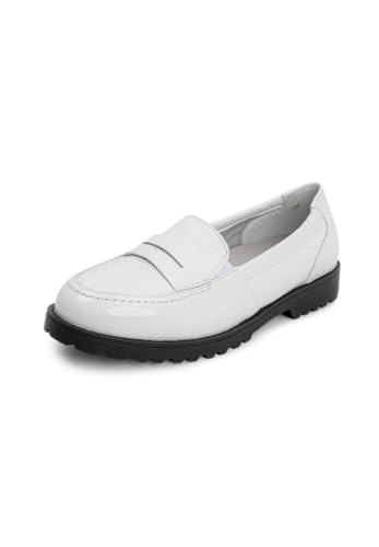 VITAFORM Loafer Damen Lack-Leder Weite H - Bequeme und Elegante Damen Schuhe - Leichte Slipper aus italienischem Hirschleder weiß 39 von VITAFORM