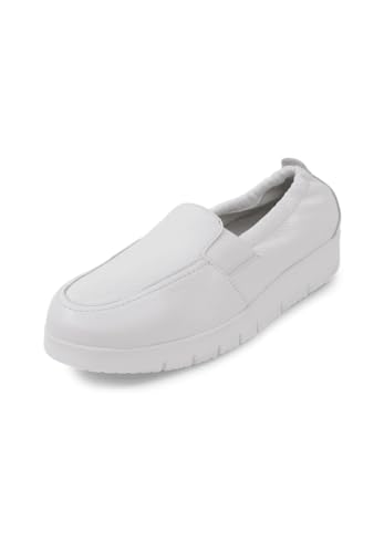 VITAFORM Loafer Damen Leder Weite H - Bequeme und Elegante Damen Schuhe - Leichte Slipper aus italienischem Hirschleder weiß 39 von VITAFORM