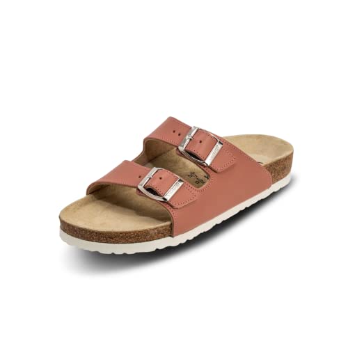 VITAFORM Original Damen Pantoletten in Altrosa I Weite H I Größe 40 I Langlebig & gelenkschonend mit Korkfußbett & Velourslederbezug I Echtes Softnappaleder I Echte Handwerkskunst von VITAFORM