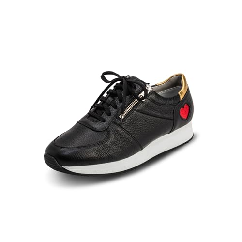 VITAFORM Sneaker Damen I atmungsaktive Schuhe I gelenkschonende Halbschuhe I Reißverschluß für leichten Einstieg I austauschbares Luftpolsterfußbett I Schock Absorber I 100% Hirsch-Leder schwarz 44 von VITAFORM