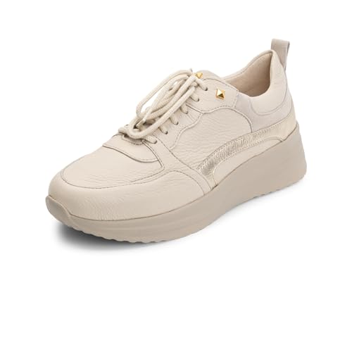 VITAFORM Sneaker Damen Leder - Damen Sneaker aus italienischem Hirschleder - Bequeme Damen Schuhe beige/Taupe 38 von VITAFORM