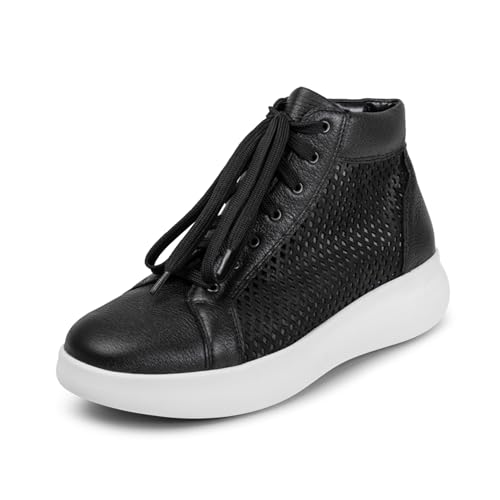 VITAFORM Sneaker Damen Leder - Damen Sneaker aus italienischem Hirschleder - Bequeme Damen Schuhe schwarz 39 von VITAFORM