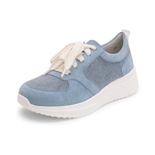 VITAFORM Sneaker für Damen aus Samtziegenleder, Nachhaltige Schuhe aus 70% recycelter Wolle, Shock-Absorber für zusätzliche Dämpfung, Komfortfußbett mit extra Luftpolster, Hellblau 36 von VITAFORM