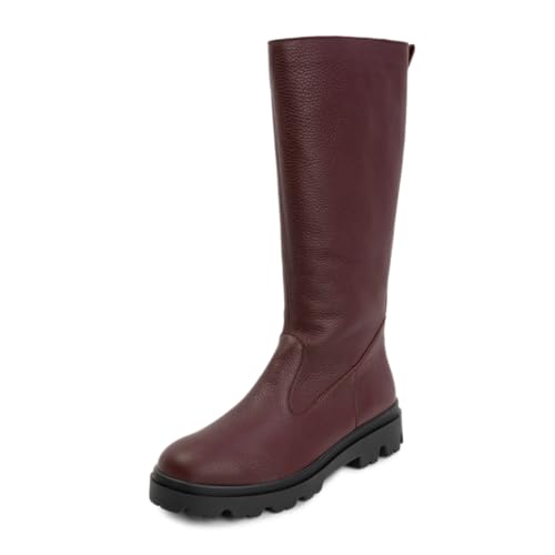 VITAFORM Stiefel Damen Flach - Feinstes Hirschleder aus Italien - Leicht und Anschmiegsam - Perfekter Schuh für Herbst und Winter beere/lila 38 von VITAFORM