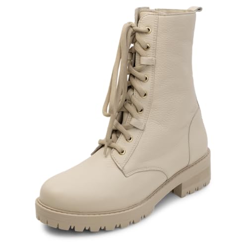 VITAFORM Stiefel Damen Flach - Feinstes Hirschleder aus Italien - Leicht und Anschmiegsam - Perfekter Schuh für Herbst und Winter beige/taupe 39 von VITAFORM