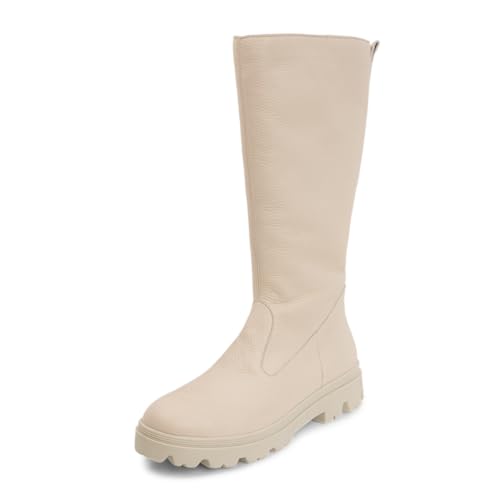 VITAFORM Stiefel Damen Flach - Feinstes Hirschleder aus Italien - Leicht und Anschmiegsam - Perfekter Schuh für Herbst und Winter beige/taupe 40 von VITAFORM