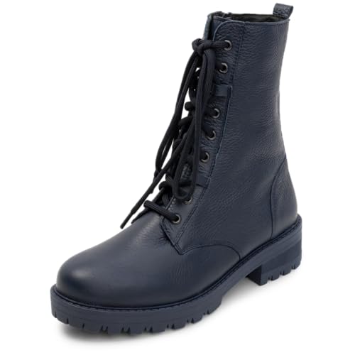 VITAFORM Stiefel Damen Flach - Feinstes Hirschleder aus Italien - Leicht und Anschmiegsam - Perfekter Schuh für Herbst und Winter blau 36 von VITAFORM