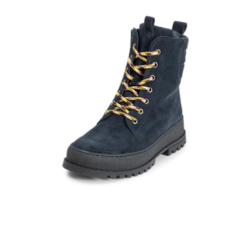 VITAFORM Stiefeletten Damen Gefüttert - Warme Damen Stiefel aus weichem Veloursleder - Lammfell-Gefüttert für den Winter blau 38 von VITAFORM