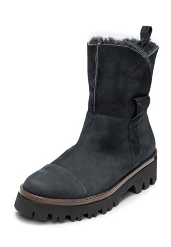 VITAFORM Stiefeletten Damen Gefüttert - Warme Damen Stiefel aus weichem Veloursleder Lammfell-Gefüttert für den Winter blau 40 von VITAFORM