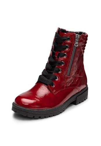 VITAFORM Stiefeletten Damen Gefüttert - Wasserabweisende Winterschuhe Damen - Warme Damen Stiefel Lack - Lammfell-Gefüttert für den Winter rot 37 von VITAFORM