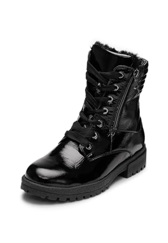 VITAFORM Stiefeletten Damen Gefüttert - Wasserabweisende Winterschuhe Damen - Warme Damen Stiefel Lack - Lammfell-Gefüttert für den Winter schwarz 37 von VITAFORM