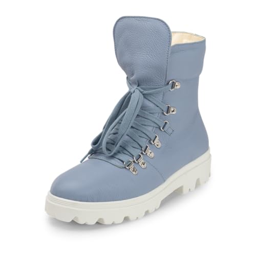 VITAFORM Stiefeletten Damen Grau-Blau - Italienisches Veloursleder - Gefütterte Stiefel Damen - Bequeme Schuhe für Herbst und Winter von VITAFORM