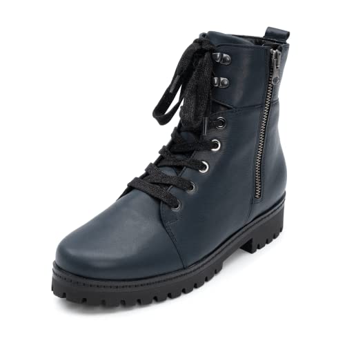 VITAFORM Stiefeletten Damen I Boots für orthopädische Einlagen geeignet I leichter Leder-Schnür-Stiefel I weich und ohne drücken I viel Bewegungsfreiheit I Komfort-Fußbett mit Luftpolser blau 39 von VITAFORM