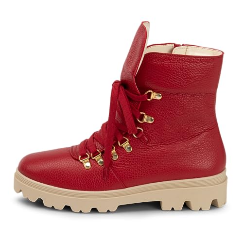 VITAFORM Stiefeletten Damen Rot - Italienisches Veloursleder - Gefütterte Stiefel Damen - Bequeme Schuhe für Herbst und Winter von VITAFORM