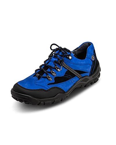 VITAFORM Trekkingschnürer Herren Nubukleder – Wasserabweisende Trekkinghalbschuhe – Trekkingschuhe mit austauschbarem Luftpolsterfußbett – Hikking-Schuhe mit stabilen Halt – Blau Größe 44 von VITAFORM