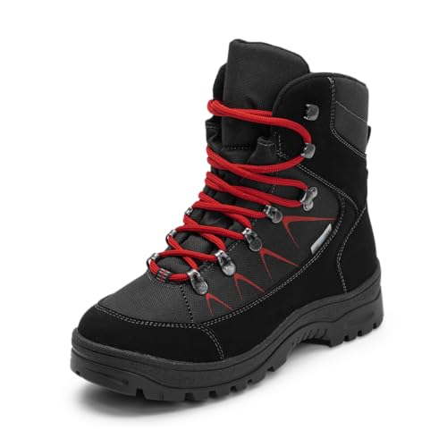 VITAFORM Trekkingschuhe Damen Winter Gefüttert - Warme Wanderschuhe Damen - Inkl. Ausklappbare Spikes schwarz 38 von VITAFORM