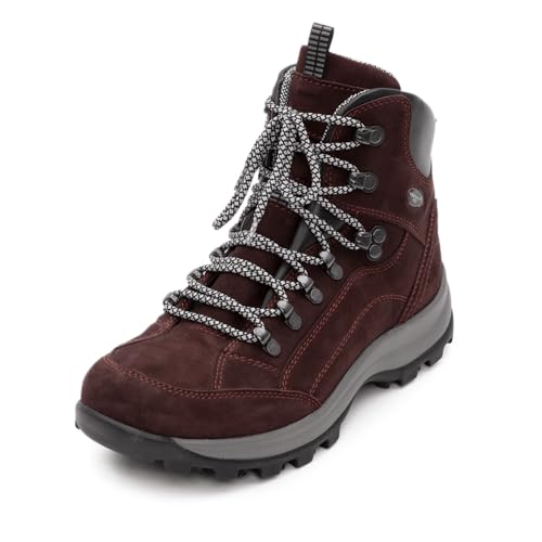 VITAFORM Trekkingstiefel Damen Nubukleder – Wasserabweisende Wanderschuhe – Trekkingschuhe mit austauschbarem Luftpolsterfußbett – Hikking–Schuhe mit stabilem Halt – Rot Größe 37 von VITAFORM