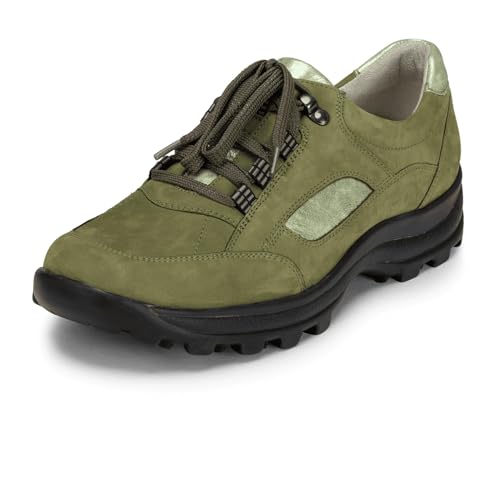 VITAFORM Wanderschuhe Damen Nubukleder – Wasserabweisende Trekkinghalbschuhe – Trekkingschuhe mit austauschbarem Luftpolsterfußbett – Hikking-Schuhe mit stabilen Halt – Khaki Größe 37 von VITAFORM