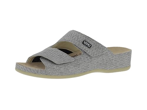 VITAL 0625M weiche und komfortable Pantoletten Damen mit Wechselfussbett aus Leder und Leder Innenmaterial | Hausschuhe | Pantoffel | Made in Austria | TPU Sohle Alpin Smog EU 38 von VITAL