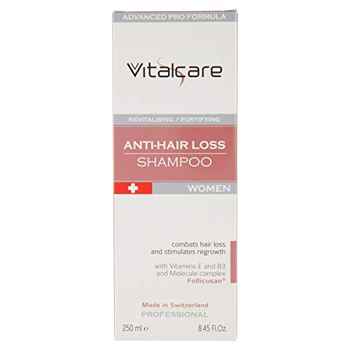 Vitalcare | Swiss – Shampoo gegen Haarausfall, für Damen, revitalisierendes und stärkendes Shampoo, gegen Haarausfall, mit Vitaminen E, B3 und Follicusan Molekülkomplex, 250 ml von VITALCARE