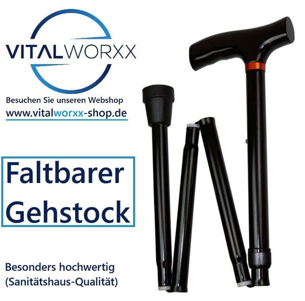 VITALWORXX Gehstock VITALWORXX Faltbarer Gehstock – 5-fach höhenverstellbar von VITALWORXX