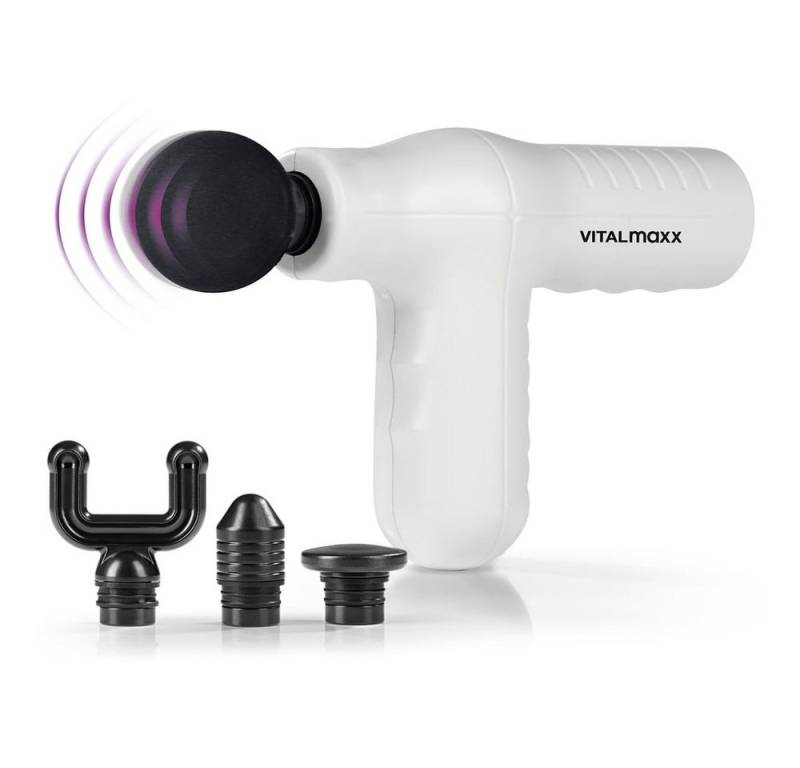VITALmaxx Massagepistole Mini Massage Gun Smart Grip 4 Aufsätze, 5 Stufen Muskelregeneration Nacken Schulter bis zu 3000 Schläge/min von VITALmaxx