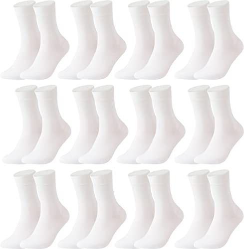 Vitasox 13310 Damensocken aus Baumwolle ohne Gummi und ohne Naht, hochwertige einfarbige Damen Socken, atmungsaktive Qualität mit weichem Bund für Frauen, weiß 12 Paar, 39-42 von Vitasox