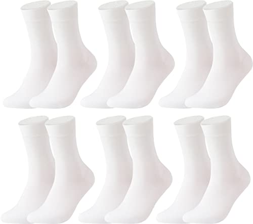 Vitasox 13310 Damensocken aus Baumwolle ohne Gummi und ohne Naht, hochwertige einfarbige Damen Socken, atmungsaktive Qualität mit weichem Bund für Frauen, weiß, 6 Paar, 35-38 von Vitasox