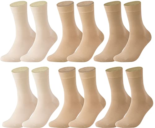 Vitasox 13318 Damensocken aus Baumwolle ohne Gummi und ohne Naht, hochwertige einfarbige Damen Socken, atmungsaktive Qualität mit weichem Bund für Frauen, Natur-Töne 6 Paar 39-42 von Vitasox